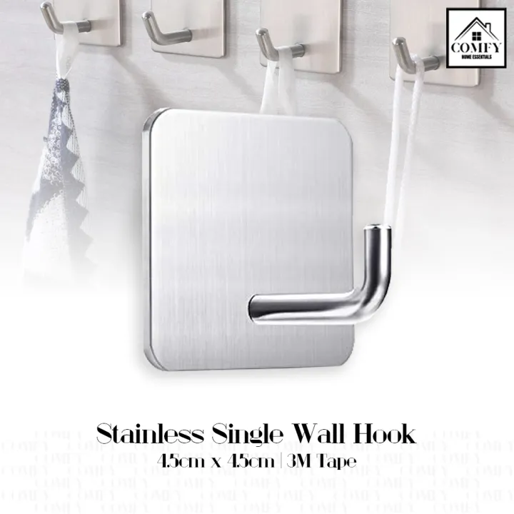 Strong Stainless Steel Powerful Sticky 3M Adhesive Wall Hook Square