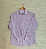 Uniqlo เสื้อเชิ้ต ลินิน 100%  (Premium Linen) สีม่วงพาสเทล Size L ชาย มือ2