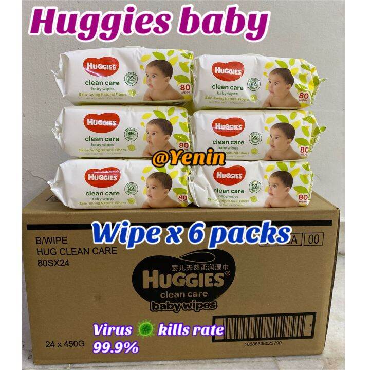 Huggies Baby wipes clean care 80s x6 packs [super saver] Exp 2025 Lazada