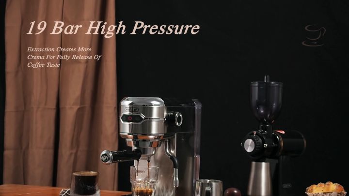 HiBREW H11 Sliver - Coffee Machine Cafetera 19 Bar inox Semi Automatic  19Bar Super