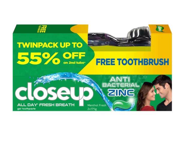 Closeup Toothpaste Twin Value Pack Menthol Fresh AntiBacterial Zinc