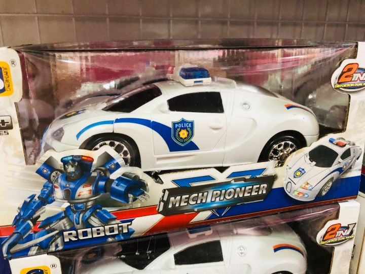 รถตำรวจ-รถหุ่นยนต์-รถตำรวจแปลงร่างเป็นหุ่นยนต์-มีไฟมีเสียง