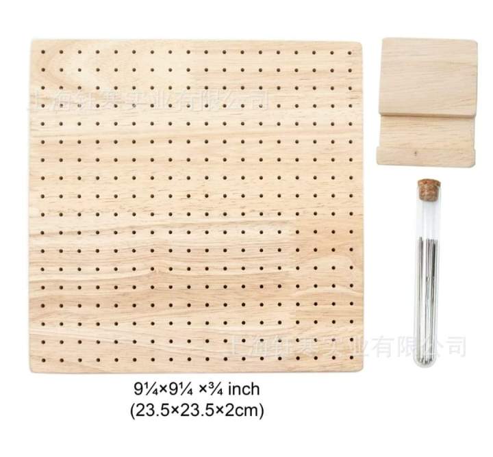 ไม้บรอด์-แผ่นไม้-อุปกรณ์เสริม-diy-wooden-blocking-board-zize-m-l-23-5x23-5-2-cm-ไม้ยางพารา-ไม้บอรด์macrame-borad