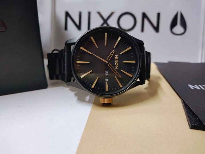 ประกันศูนย์ไทย-nixon-sentry-ss-nxa3561041-00-นาฬิกาข้อมือผู้ชาย-สี-matte-black-gold-ขนาดหน้าปัด-42-mm