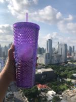 Starbucks Bling Purple Swirl cold cup 24 oz สตาร์บัคส์ แก้วหนามสีม่วงวิ้งๆ ของแท้ 100%