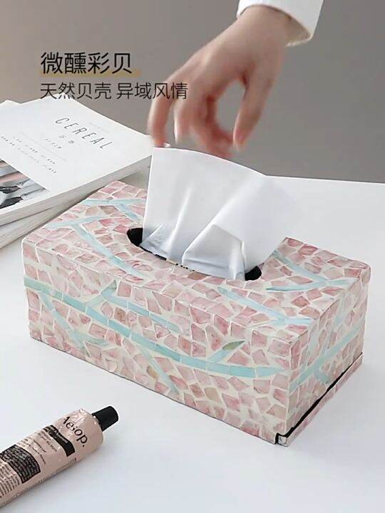 Rectangular Motherofpearl Tissue Box Lid Decorative Tissue Box Holder