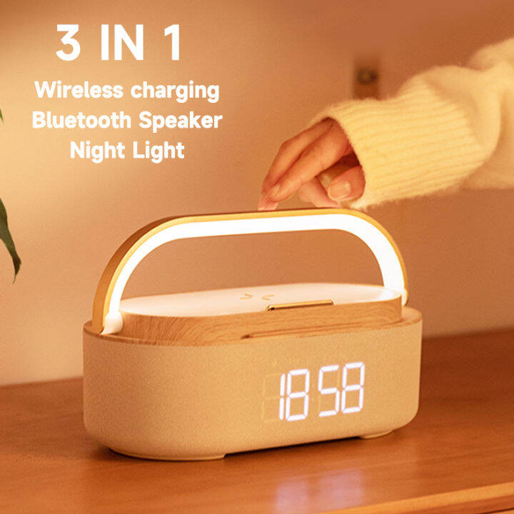 Best Gift LED Touch Dimming Bedside Night Light Speaker Digital Alarm