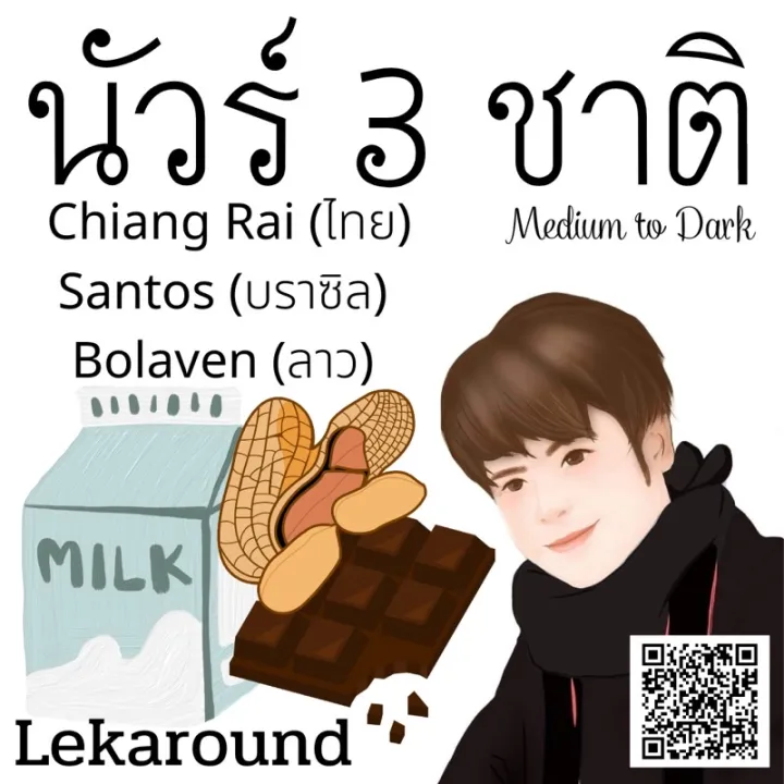 เมล็ดกาแฟคั่ว-lekaround-นัวร์-3-ชาติ-ไทย-ลาว-บราซืล-medium-to-dark-200g