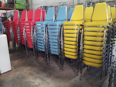 SUKCHAI เก้าอี้จัดเลี้ยงโครงเหล็กชุบโครเมี่ยมเบาะหนังเลือกสีได้ สินค้ารับประกัน7วัน