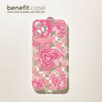 INS เคสโทรศัพท์มือถือลายสก๊อตสีชมพูลายหัวใจสำหรับสาวๆเหมาะสำหรับ iPhone 13PROMAX iphone12mini กันตก14PROMAX ใหม่11xs โปร่งใส XR ซิลิโคน8PLUS สไตล์ญี่ปุ่นและเกาหลี7หญิง