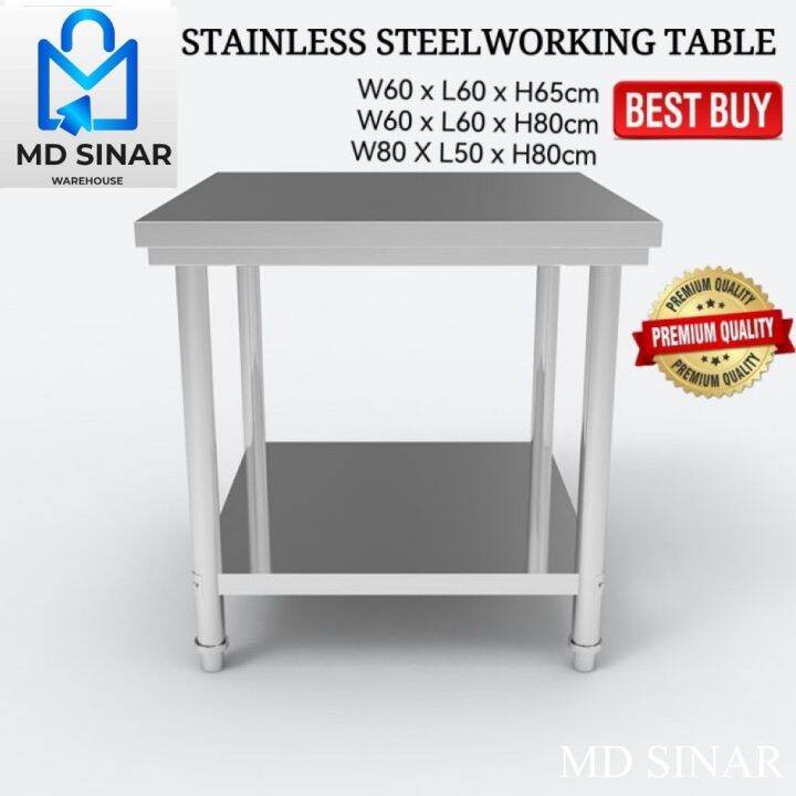 MD SINAR 2 Tier Stainless Steel Kitchen Working Table Storage Rack