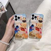 เคสโทรศัพท์มือถือ ซิลิโคน กันกระแทก ลายการ์ตูนหมีน่ารัก สองชั้น สําหรับ iPhone 11 12 /12p/12pm/13/14/13pro/14pro/14pm