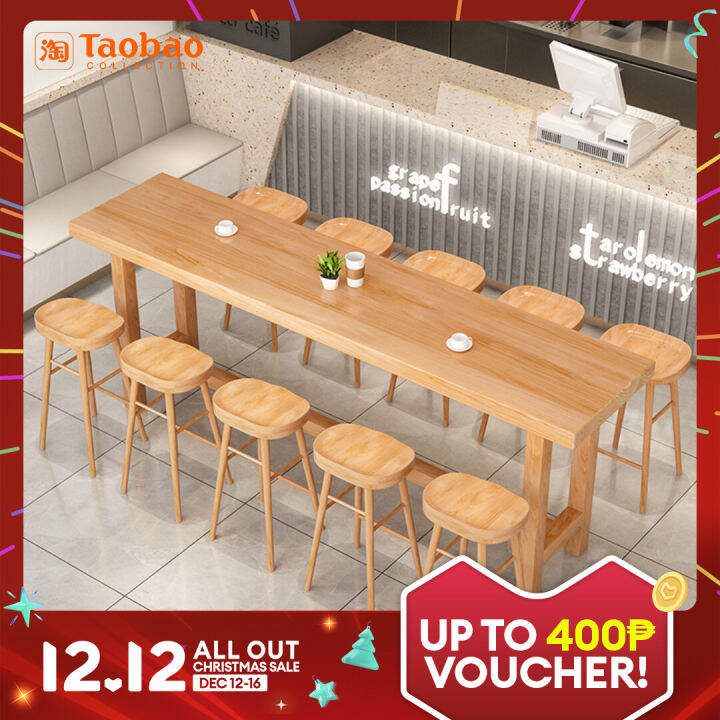 Solid Wood Bar Counter Home Wall Bar Table and Chair Dining Living Room