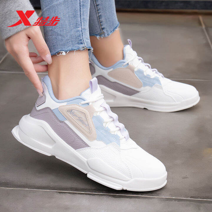 Xtep Women's Shoes Board Shoes Autumn and Winter 2023 New Leather