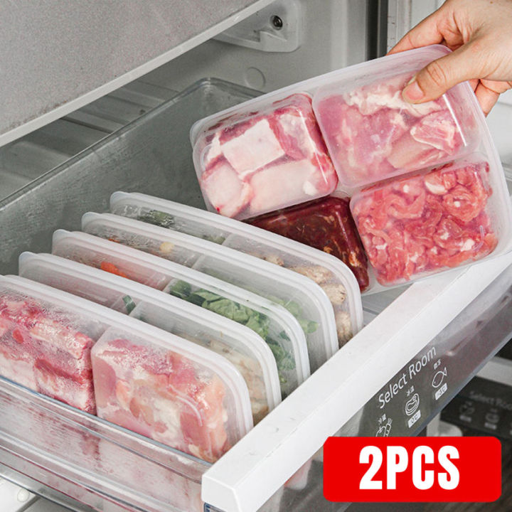 1pc Clear 4 Compartment Food Storage Box, Kitchen Meal Prep Container For  No Mixing Vegetables, Frozen Meat, Fridge Storage