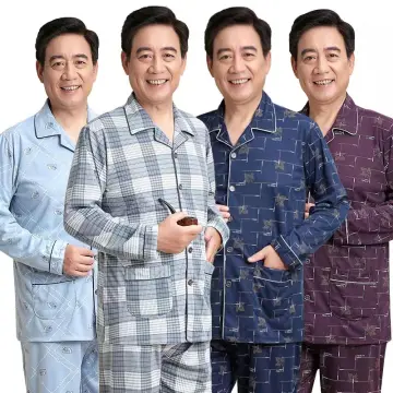 GRETD Cotton Homewear Men's Pajamas Suit Middle-aged Elderly