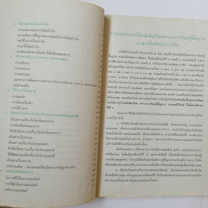 ภาษาเพื่อพัฒนาการคิด-หนังสือเรียนสาระการเรียนรู้พื้นฐาน-กลุ่มสาระการเรียนรู้ภาษาไทย-ชั้นมัธยมศึกษาปีที่-6-กระทรวงศึกษาธิการ-หนังสือเก่า-มีรอยตราปั๊ม-มีจุดเหลืองคราบเหลืองบ้าง