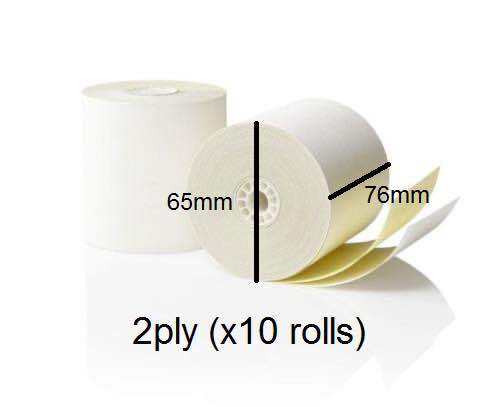 1ply 2ply Ncr Cashier Paper Roll 76x65 (10 Rolls) 