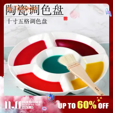 Jingdezhen Ceramic Palette Art Gouache Watercolor Chinese Painting Pigment  Plate White Porcelain Plate Palette Plate