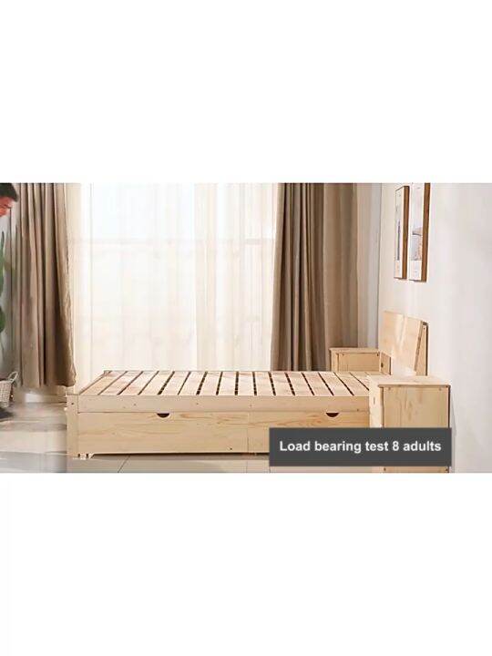 Thick Solid Wood Bed Modern Minimalist Rental Room Economy Double Bed