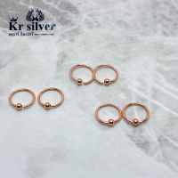 Kr silver | ต่างหูเงินแท้ ชุบพิงค์โกลด์ ต่างหูเงินแท้แบบห่วงเล็ก ขนาด 7 มิล