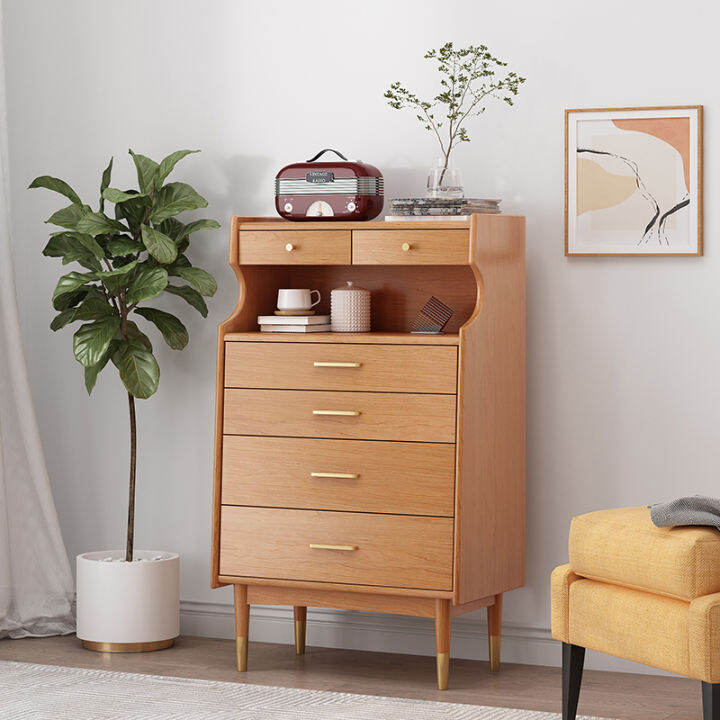 Nordic Solid Wood Chest of Drawers Modern Minimalist Bedroom Storage ...