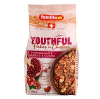 ฟามีเลีย ธัญพืชอบกรอบรสโกโก้และเบอร์รี่ทับทิม Familia Flakes &amp; Clusters Pomegranate Berry &amp; Cocoa 350g.