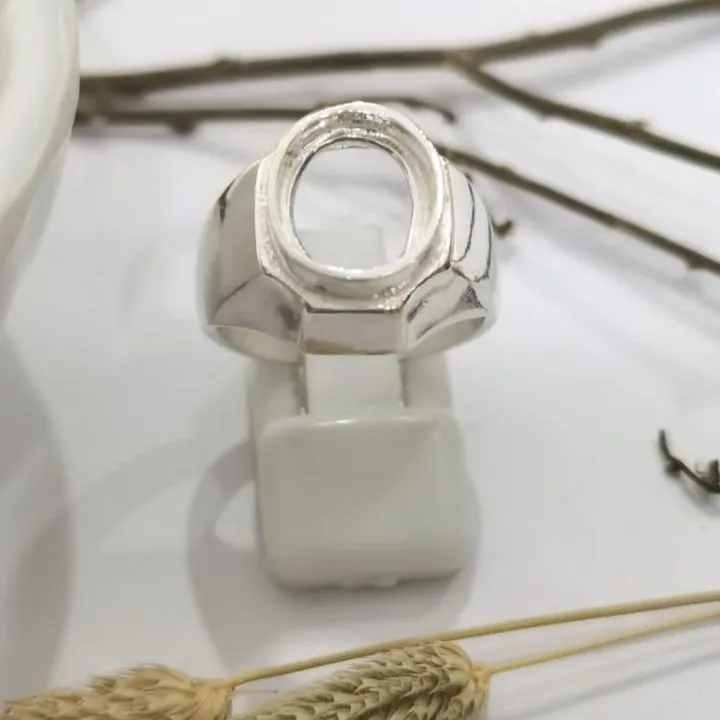 925 Pure Silver Plain Ring Casing For Stone 9x10mm.Bingkai Cincin Perak