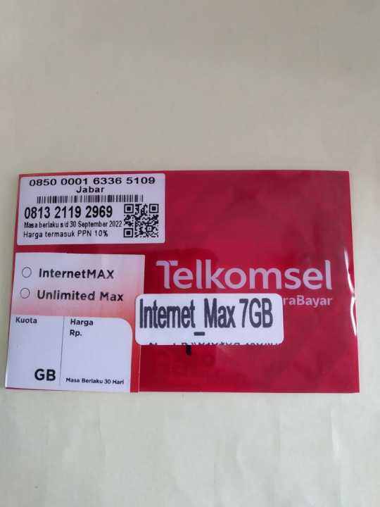 Kartu Perdana Telkomsel Internet Max Gb Telkomsel Kuota Gb Jawa Bali