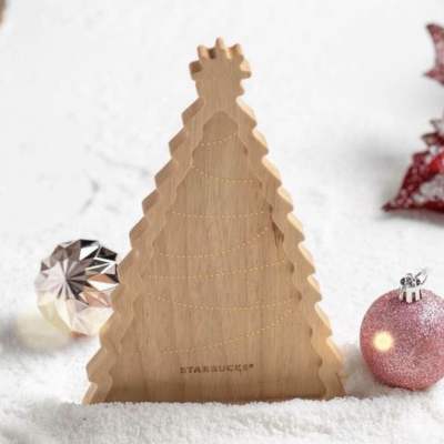 🎄Sale📌Starbucks Christmas Tree Wooden Plateแท้💯🎄