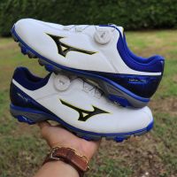 ส่งฟรี 26Cm 8US 41Eu  MIZUNO Golf Soft Spike Shoes NEXLITE 005 Boa 51GM1810 White Blue Pre-owned Authentic