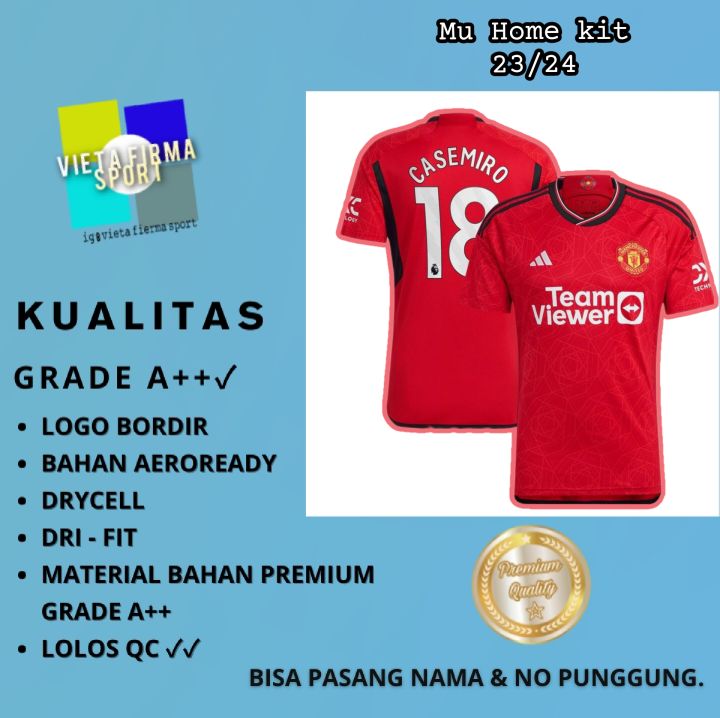 Jersey Mu Home New 2023 2024 Grad Imprt Baju Sepak Bola Dewasa Lazada