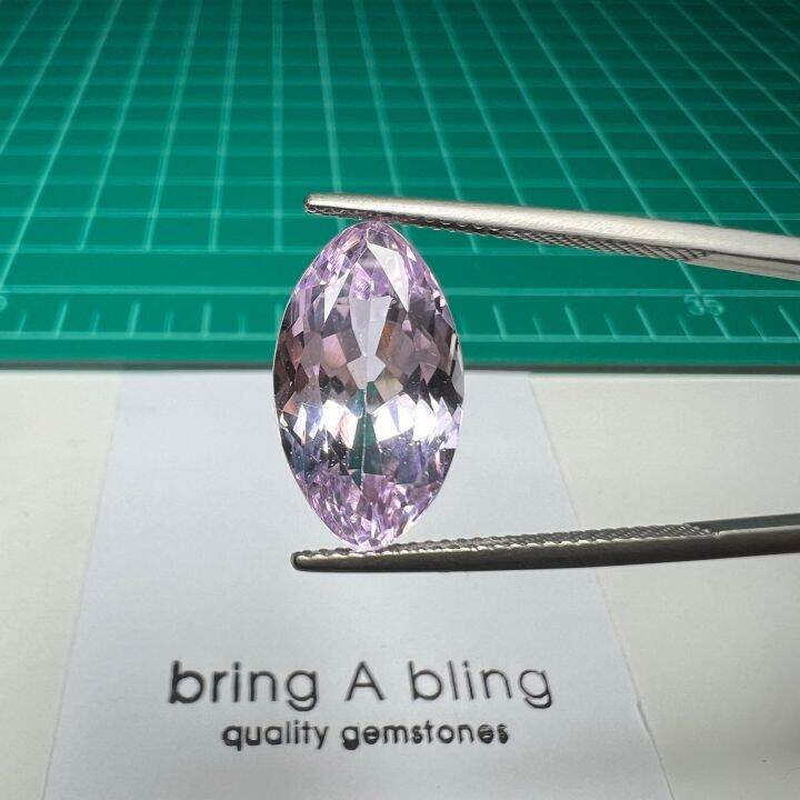 คุนไซต์-kunzite-น้ำหนัก-10-00-ct-17x9-8x8-7-mm-พลอยธรรมชาติ-ไม่ผ่านการปรุงแต่ง-สีชมพูสวย-ค่อนข้างสะอาด-ไฟเต็ม