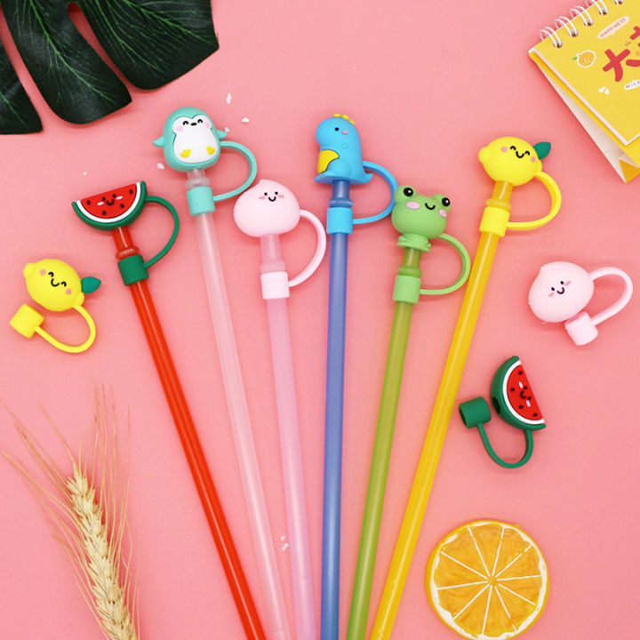 Cheap 4Pcs Straw Cover Cute Dinosaur Shape Dust-Proof Drinking Straw Tips  Creative Silicone Straw Lid Cups Accessories