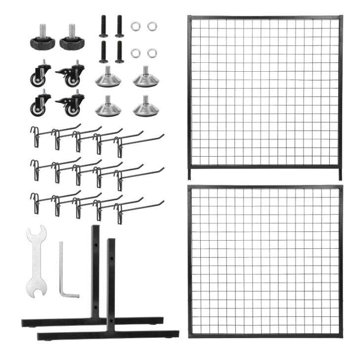 188*94cm Gridwall Panel Display Stand Heavy Movable Floorstanding Grid