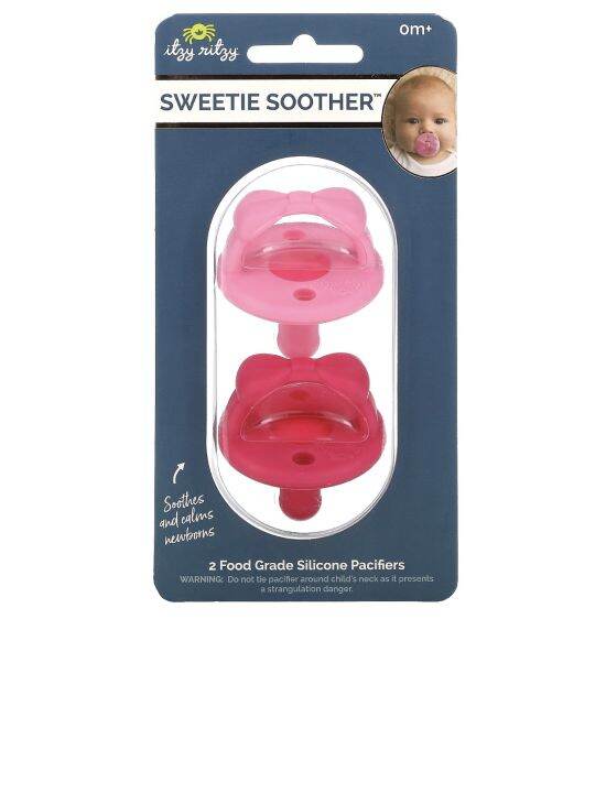 Itzy Ritzy Sweetie Soother 0 month Cotton Candy Watermelon Pacifier Bow