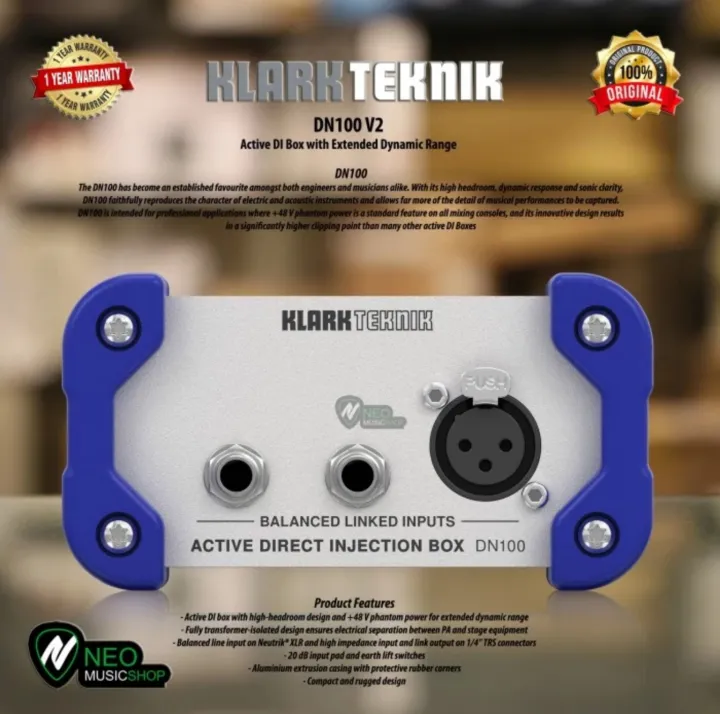 klark Teknik DN100 V2 Active Di Box with Extended Dynamic range