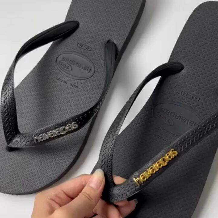 havaianas top logo metallic gold