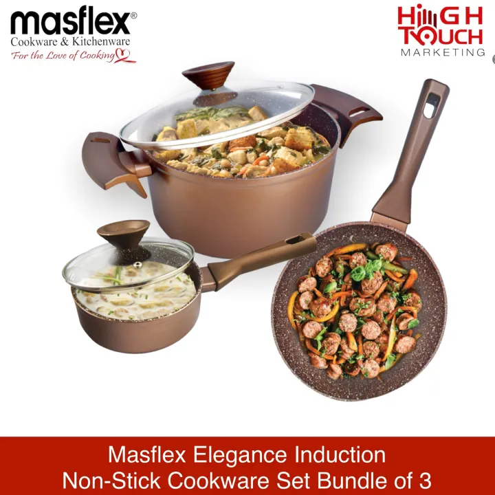 Masflex Elegance Induction Ready Non Stick Cookware Set Bundle of 3