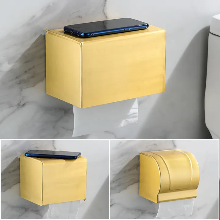 Toilet Paper Towel Box Paper Holder Wall Hanging Punchfree Brushed