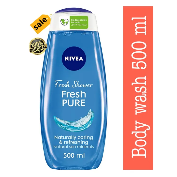 NIVEA Shower Gel Body Wash, Fresh Pure Sea Minerals Aquatic Scent
