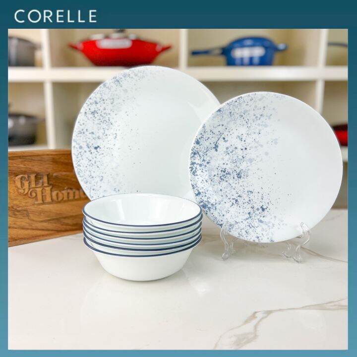 Corelle Vitrelle Indigo Speckle ONE PIECE Dinnerware, Original Authentic Made in USA, (Set of 18