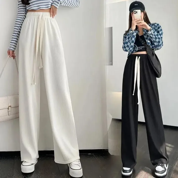 2023ah New Leg Snake Bone Pattern Wide Pants Ice Slim Looking