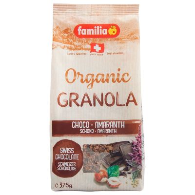 Familia Oranic Granola Double Chocolate แฟมิเลียธัญพืชอบกรอบรสช็อกโกแลตผสมเฮเซลนัต 375กรัม
