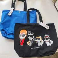 Karl Lagerfeld Shopper mit Motiv-Print Modell k/superstars tote bag กระเป๋าสะพายข้าง ภายในสีน้ำเงิน