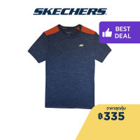 Skechers สเก็ตเชอร์ส เสื้อยืดแขนสั้นผู้ชาย เสื้อกีฬา Men Performance Running Short Sleeve Tee - SP22Q4M408-SEBL