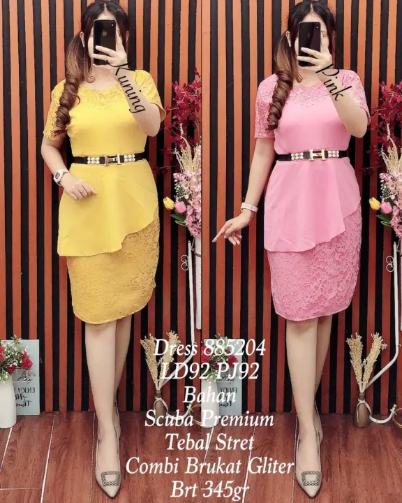 FY885204 Dress Scuba Premium Tebal Lazada Indonesia