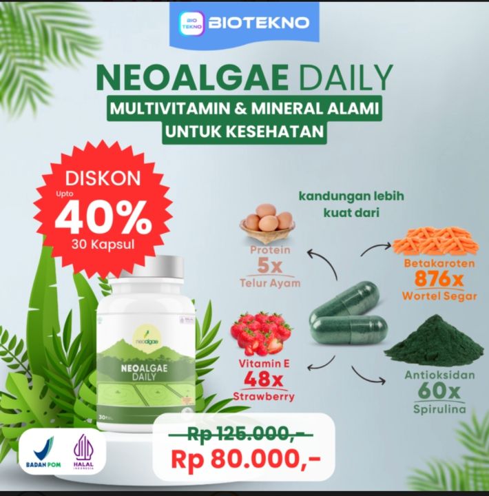 Neoalgae Daily Isi 30 Kapsul Multivitamin Dan Mineral Alami Untuk