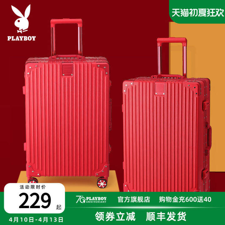 Playboy Suitcase Female Dowry Red Box Trolley Case Suitcase Wedding