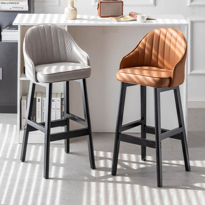 Stool Home Bar Stool Nordic Light Luxury Solid Wood Bar Stool Club